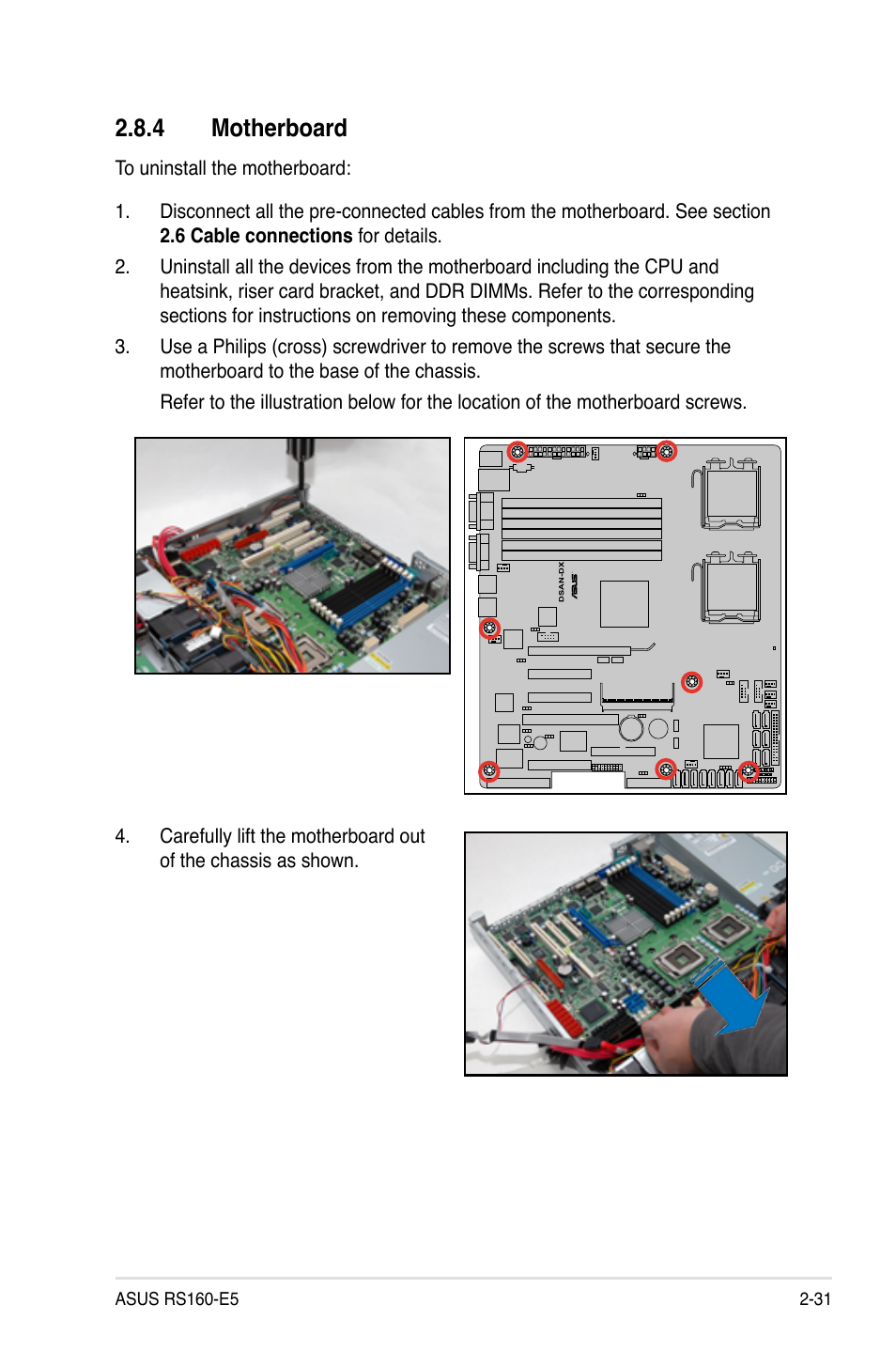 4 motherboard, Motherboard -31 | Asus RS160-E5 User Manual | Page 49 / 164