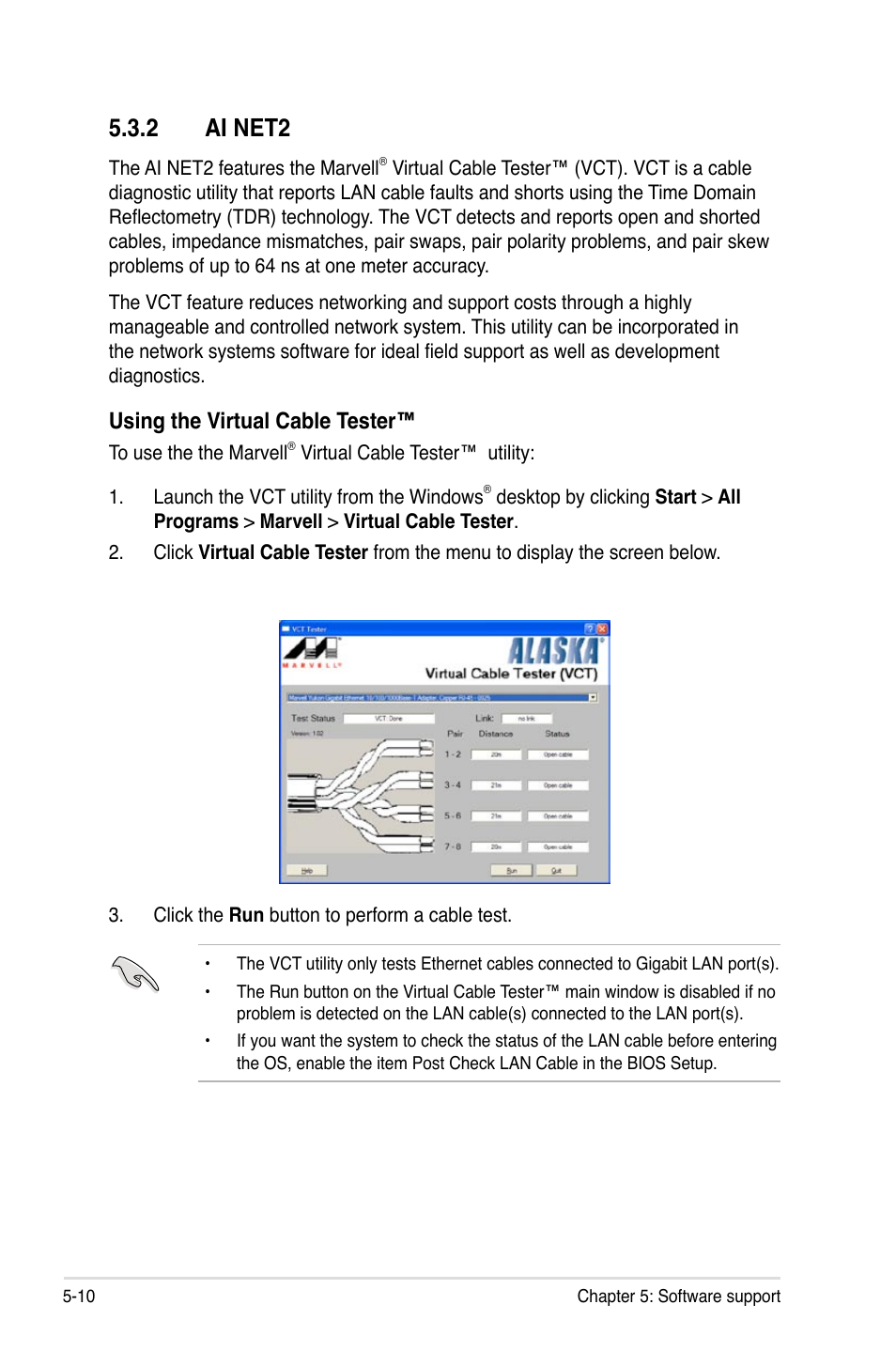 2 ai net2, Ai net2 -10, Using the virtual cable tester | Asus P5K/EPU User Manual | Page 114 / 150