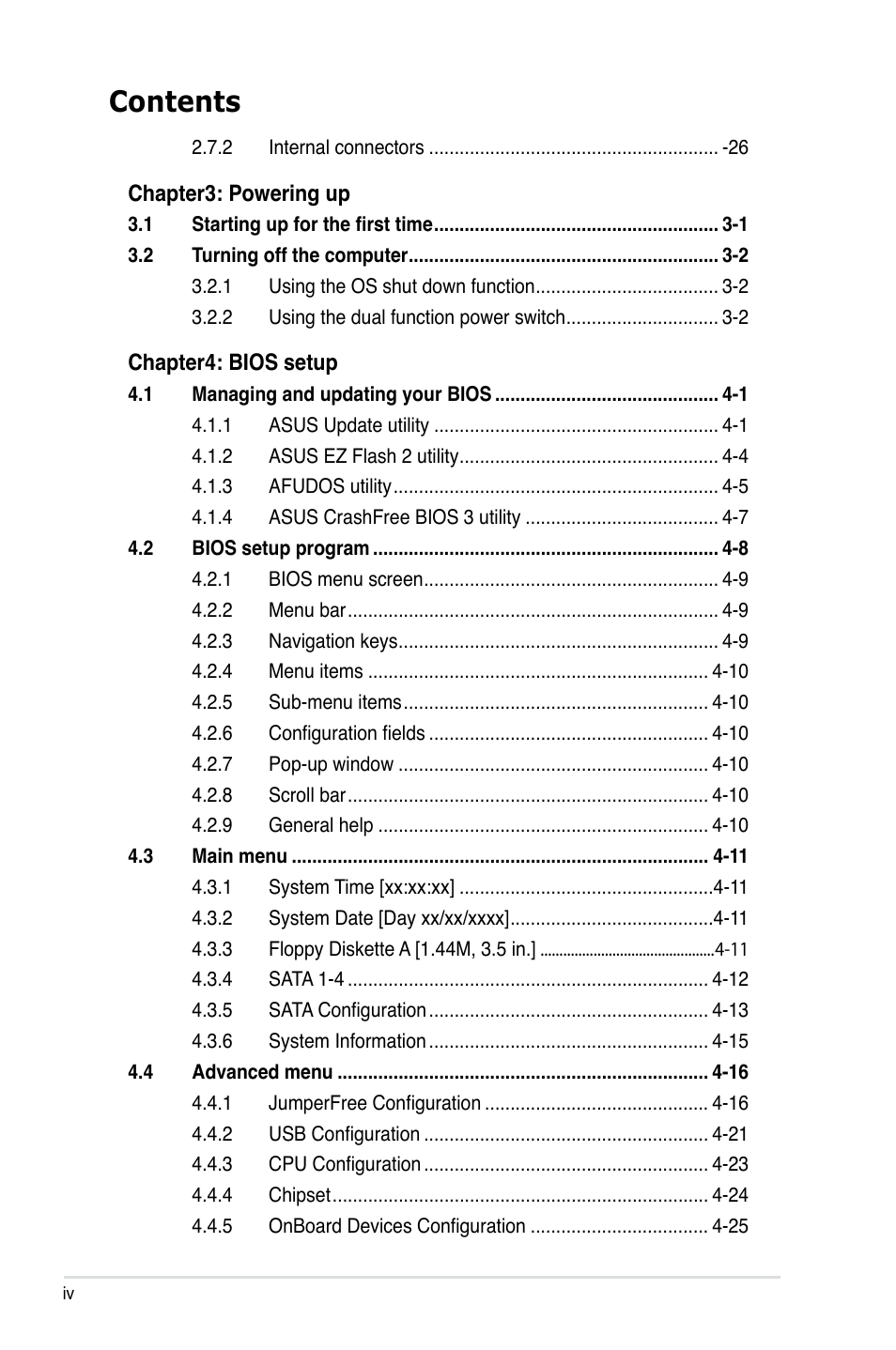 Asus P5K/EPU User Manual | Page 4 / 150