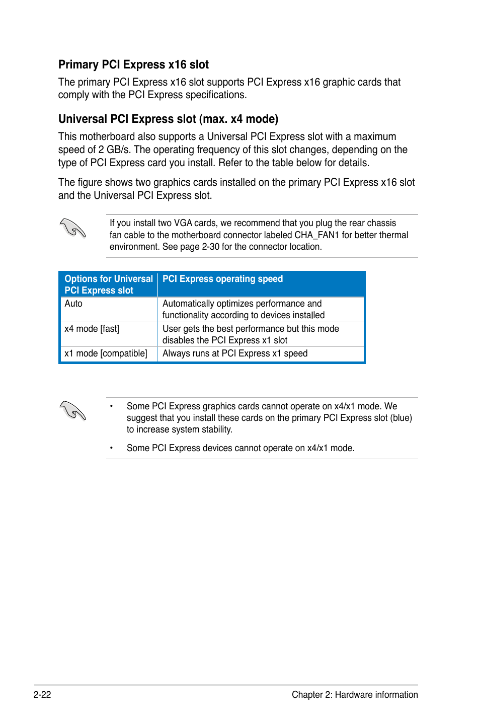 Primary pci express x16 slot, Universal pci express slot (max. x4 mode) | Asus P5K/EPU User Manual | Page 46 / 150