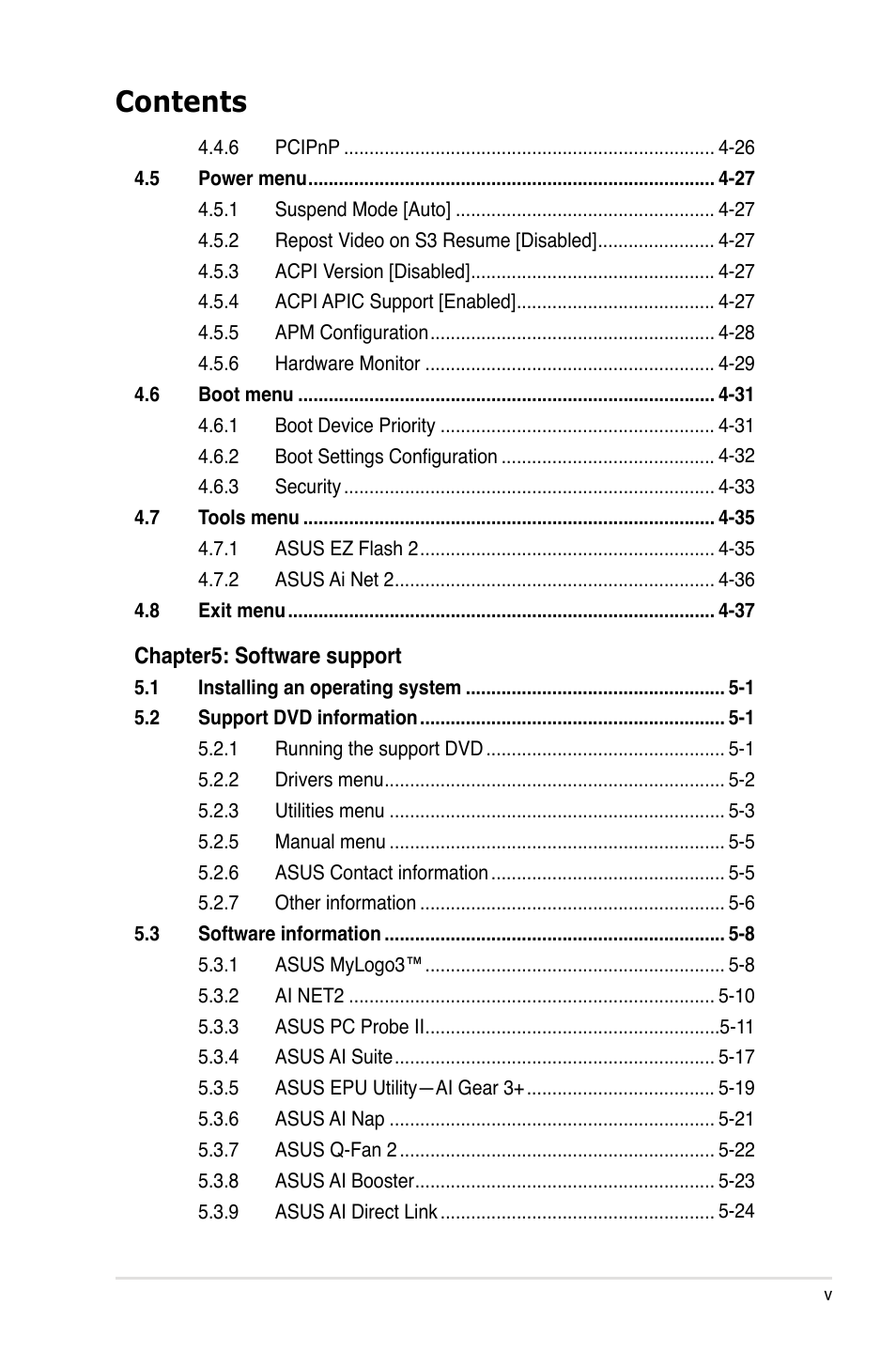 Asus P5K/EPU User Manual | Page 5 / 150