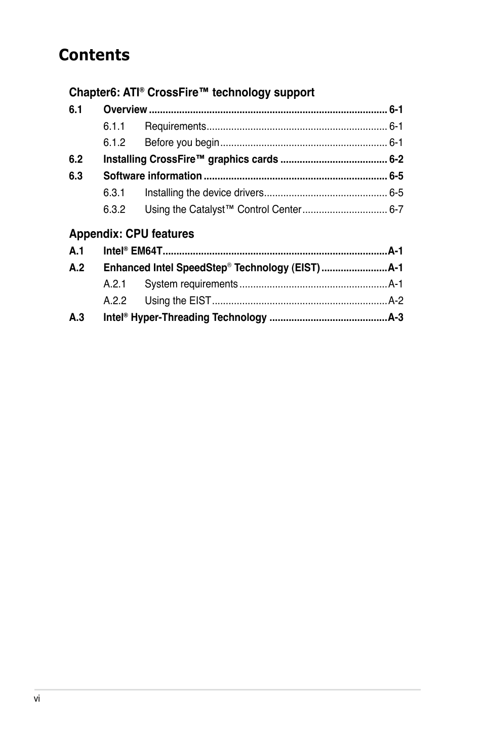 Asus P5K/EPU User Manual | Page 6 / 150