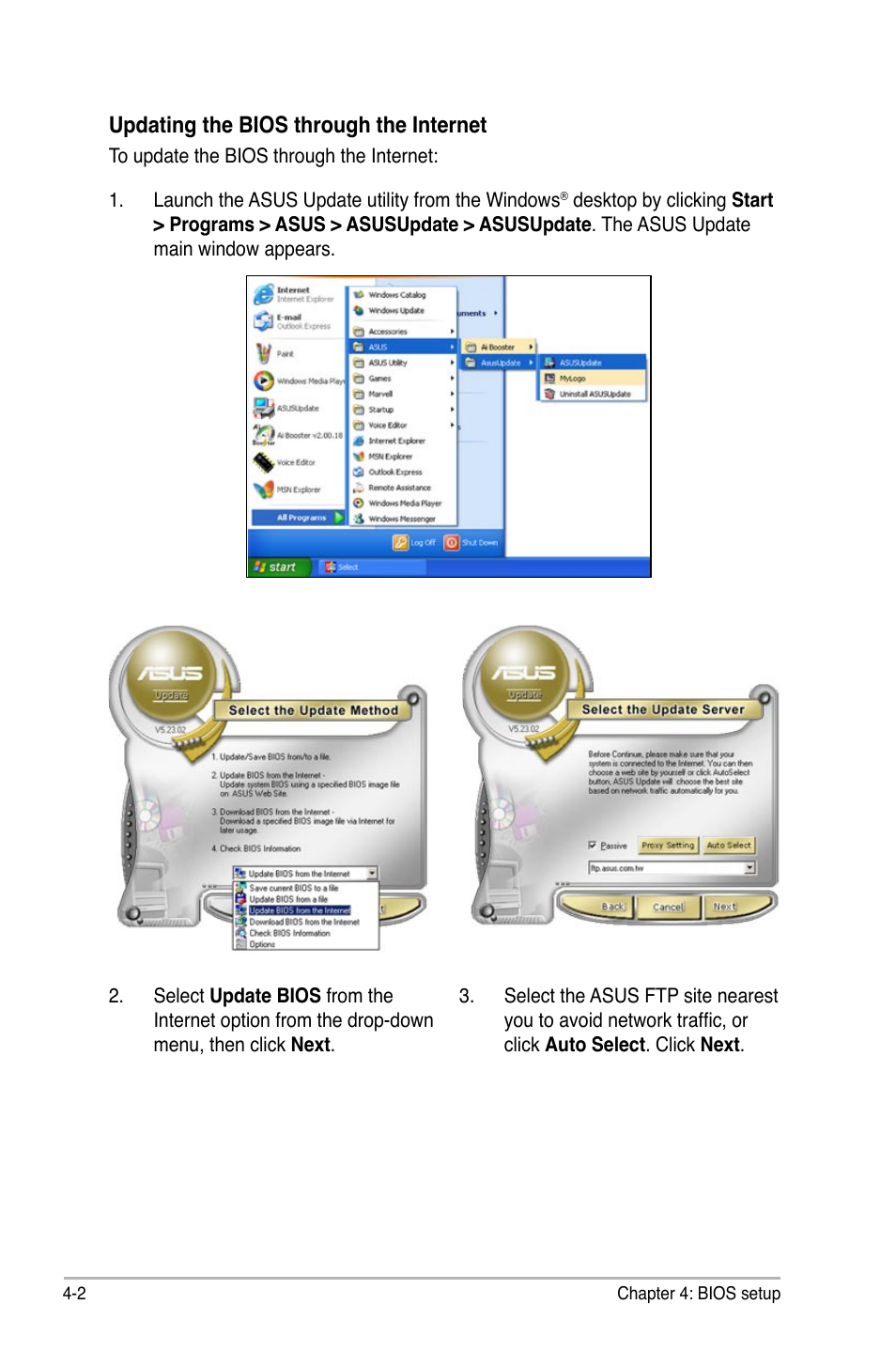 Updating the bios through the internet | Asus P5K/EPU User Manual | Page 66 / 150