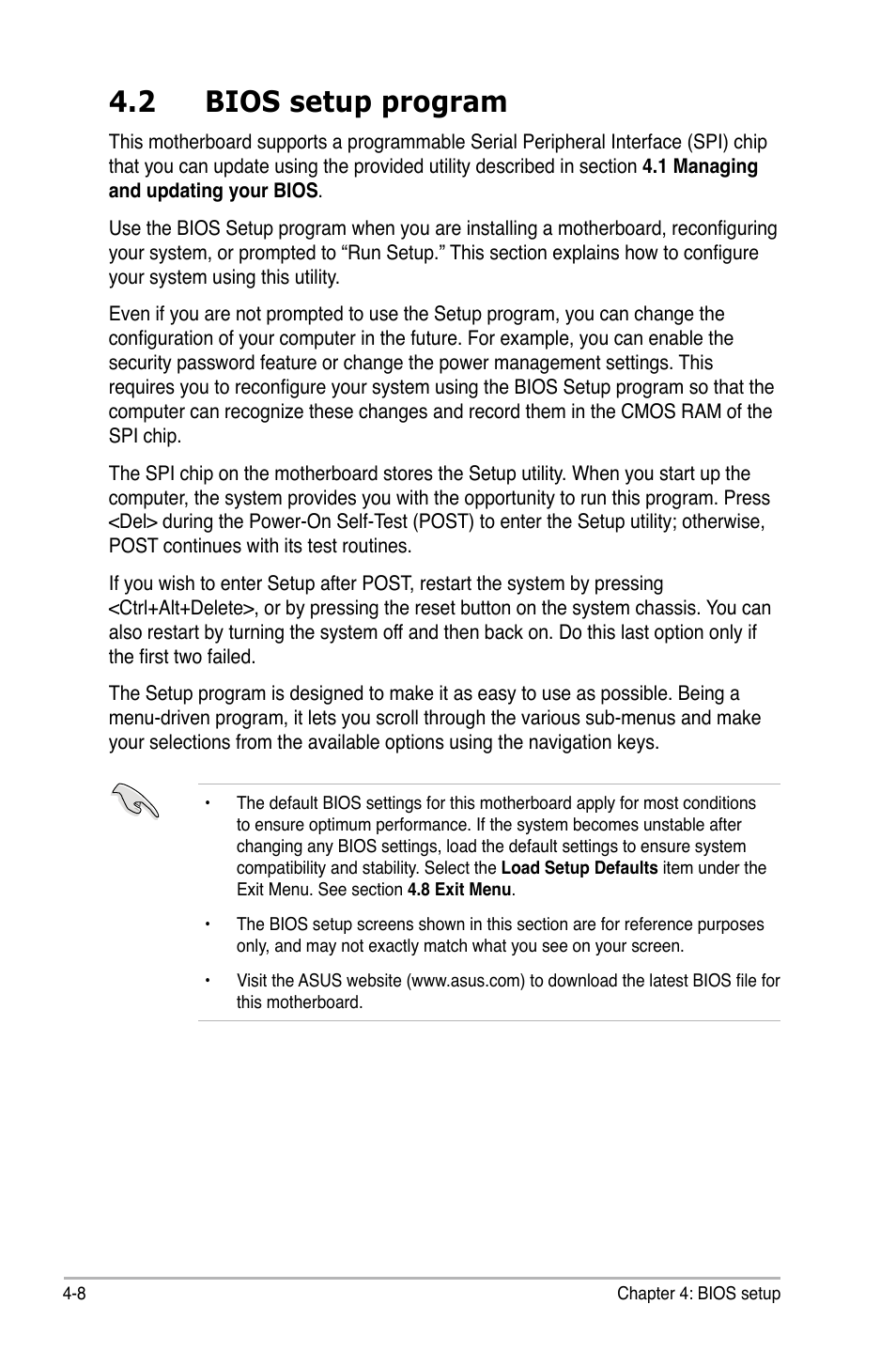 2 bios setup program, Bios setup program -8 | Asus P5K/EPU User Manual | Page 72 / 150