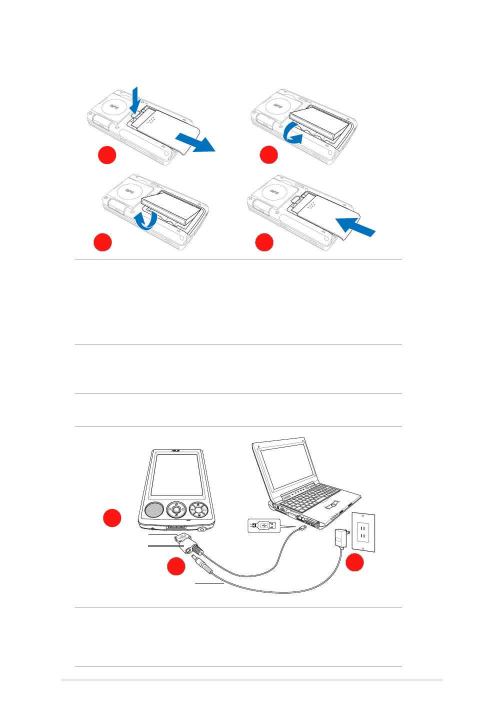 Installing and removing the battery, Connecting to a power source, Getting started 5 | Asus MYPAL A636 User Manual | Page 11 / 104