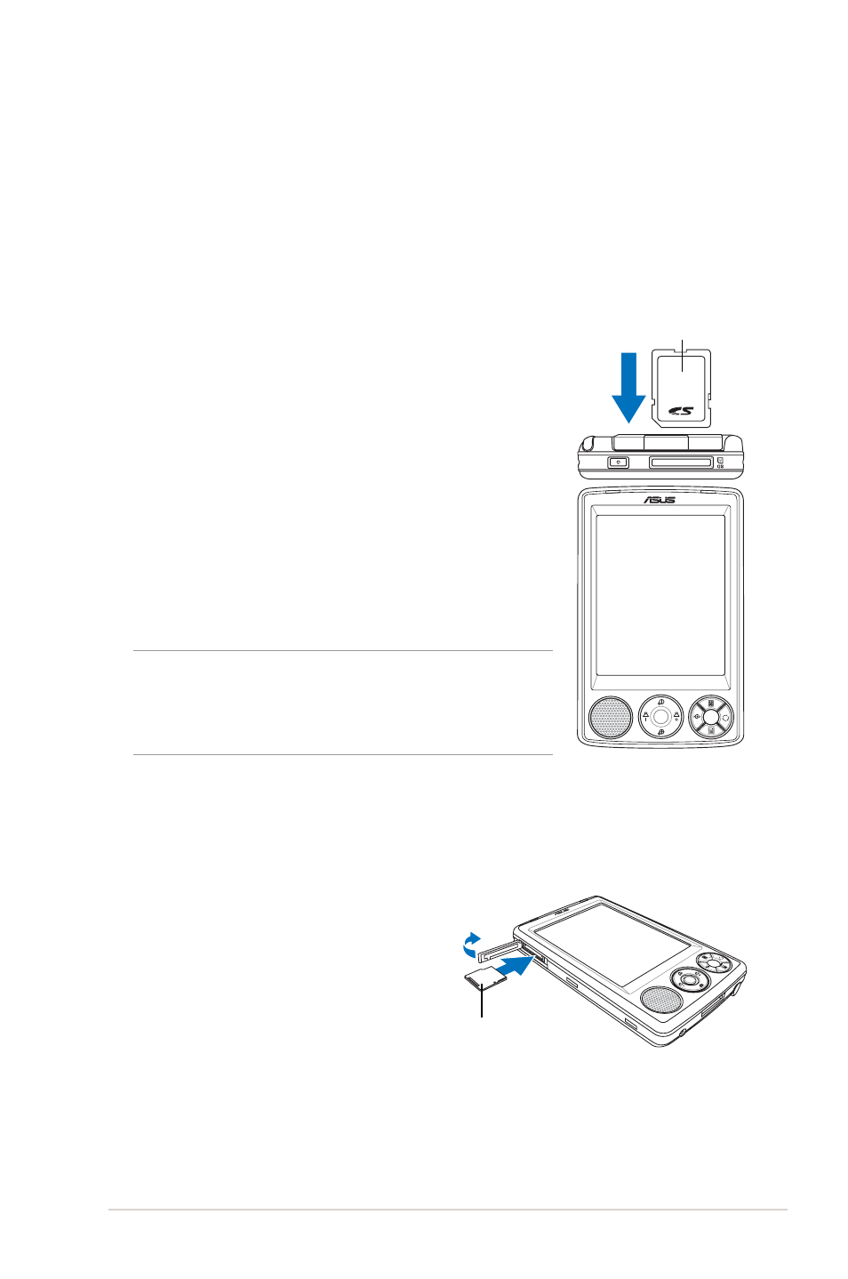 Additional storage, Installing and removing sd/mmc/sdio card | Asus MYPAL A636 User Manual | Page 13 / 104