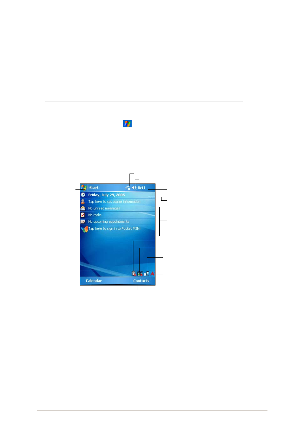 Basic screens on mypal, Today screen, Getting started 9 | Asus MYPAL A636 User Manual | Page 15 / 104