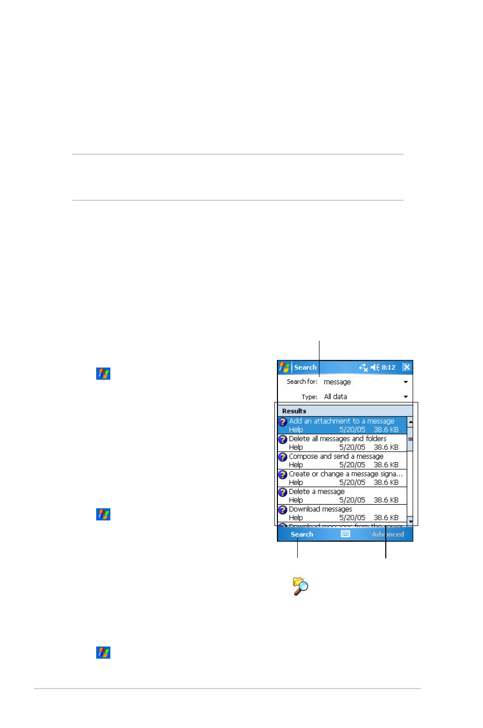 Finding and organizing information, Using the file explorer, Using the search function | Asus MYPAL A636 User Manual | Page 24 / 104