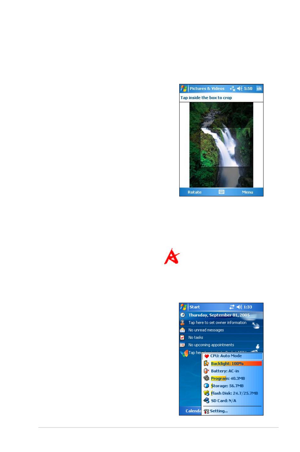 Checking device status | Asus MYPAL A636 User Manual | Page 35 / 104