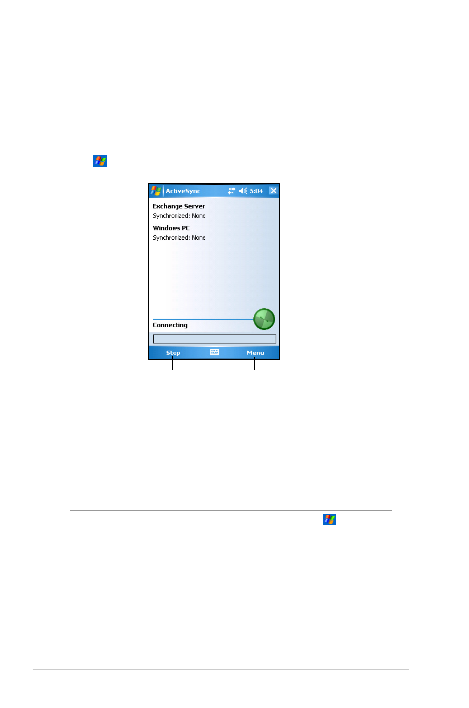 Manually initiating synchronization | Asus MYPAL A636 User Manual | Page 42 / 104