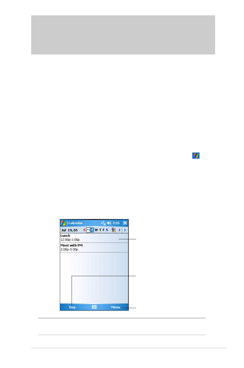 Chapter 4 microsoft pocket outlook, Calendar, Chapter 4 microsoft | Pocket outlook | Asus MYPAL A636 User Manual | Page 45 / 104