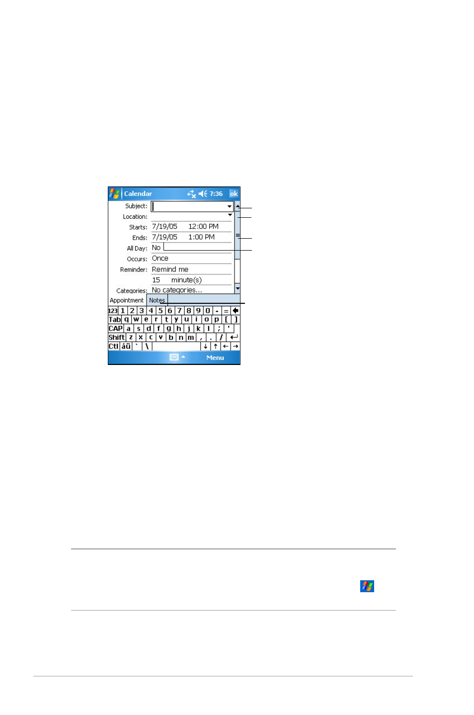 Creating appointments | Asus MYPAL A636 User Manual | Page 46 / 104