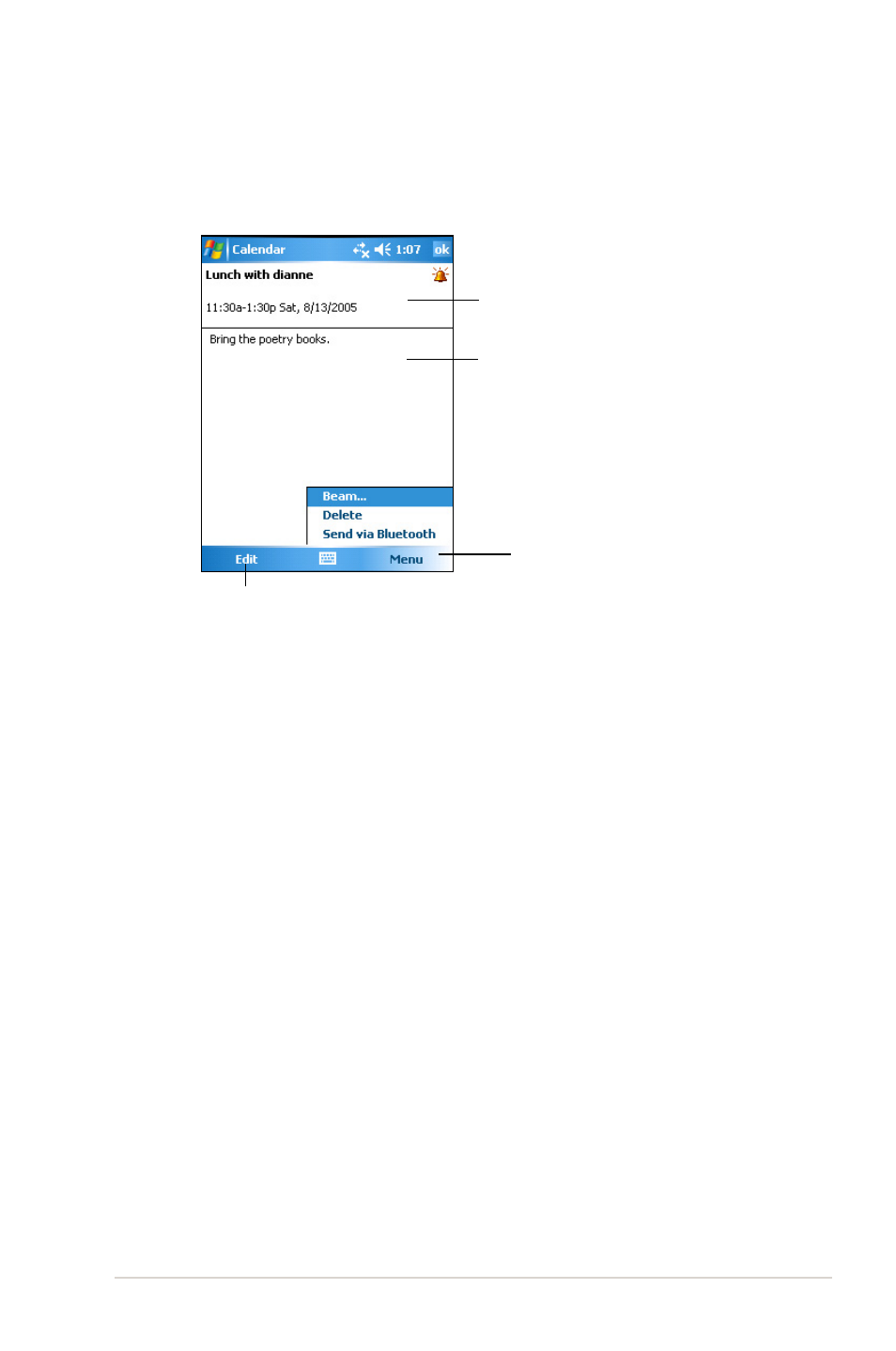 Using the summary screen, Creating meeting requests | Asus MYPAL A636 User Manual | Page 47 / 104