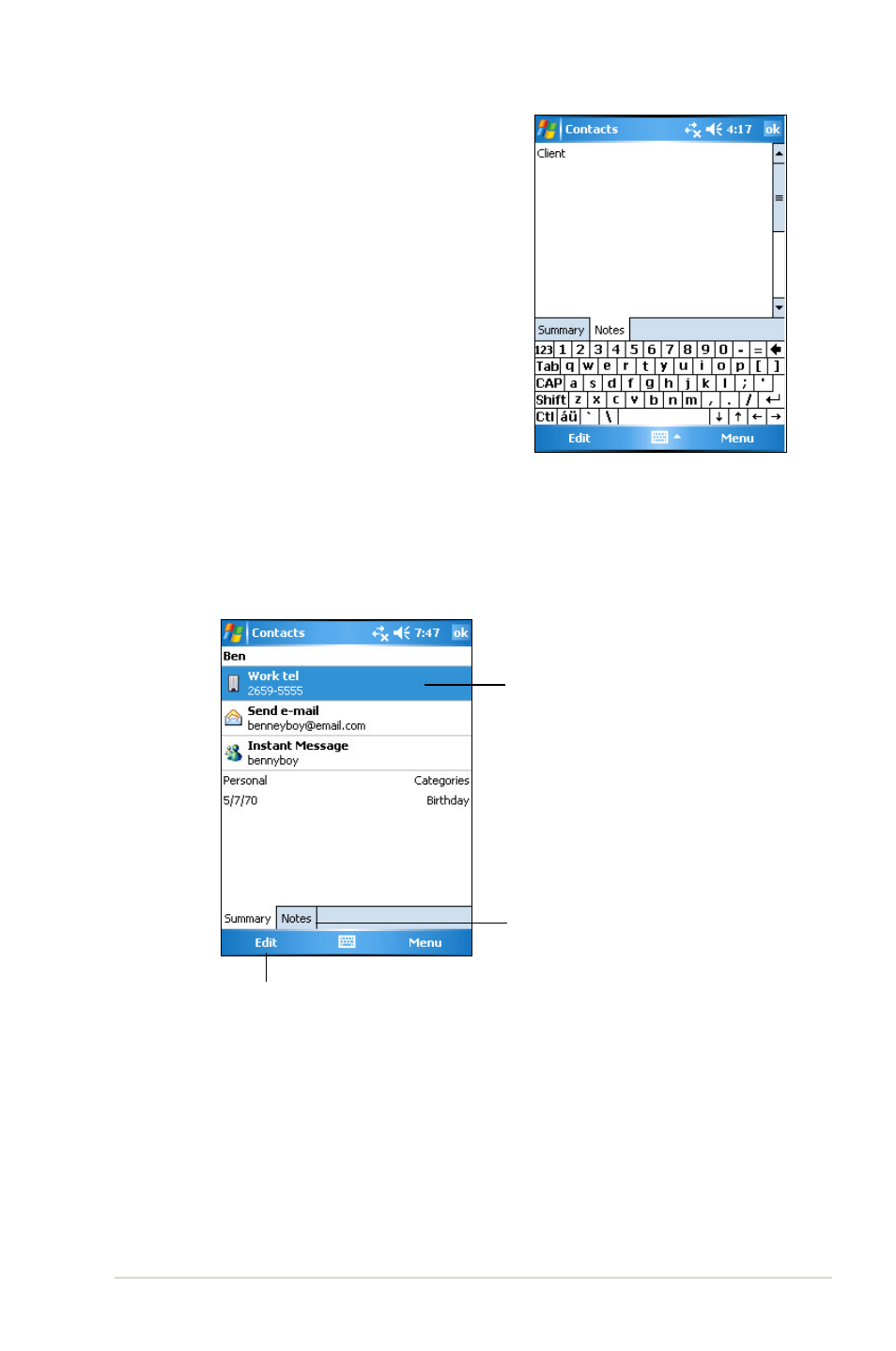 Using the summary screen | Asus MYPAL A636 User Manual | Page 49 / 104