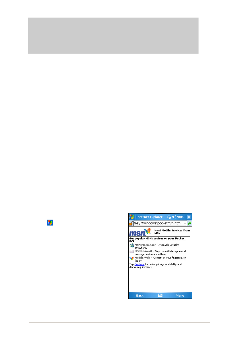 Chapter 6 internet explorer mobile, Using internet explorer mobile | Asus MYPAL A636 User Manual | Page 71 / 104