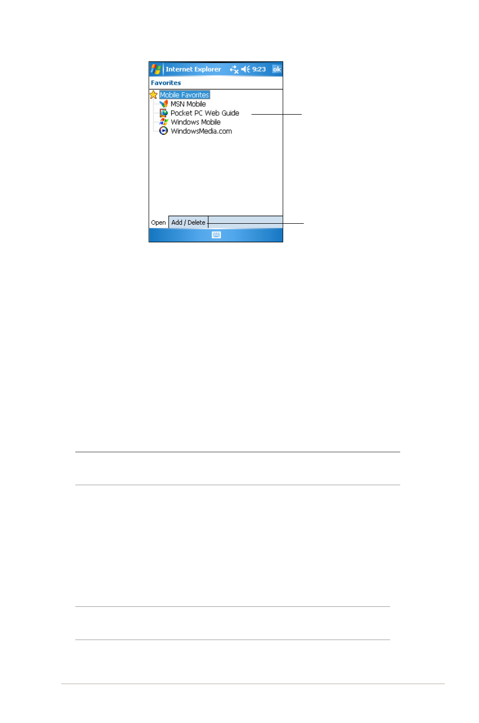 Adding/deleting mobile favorites and folders | Asus MYPAL A636 User Manual | Page 75 / 104