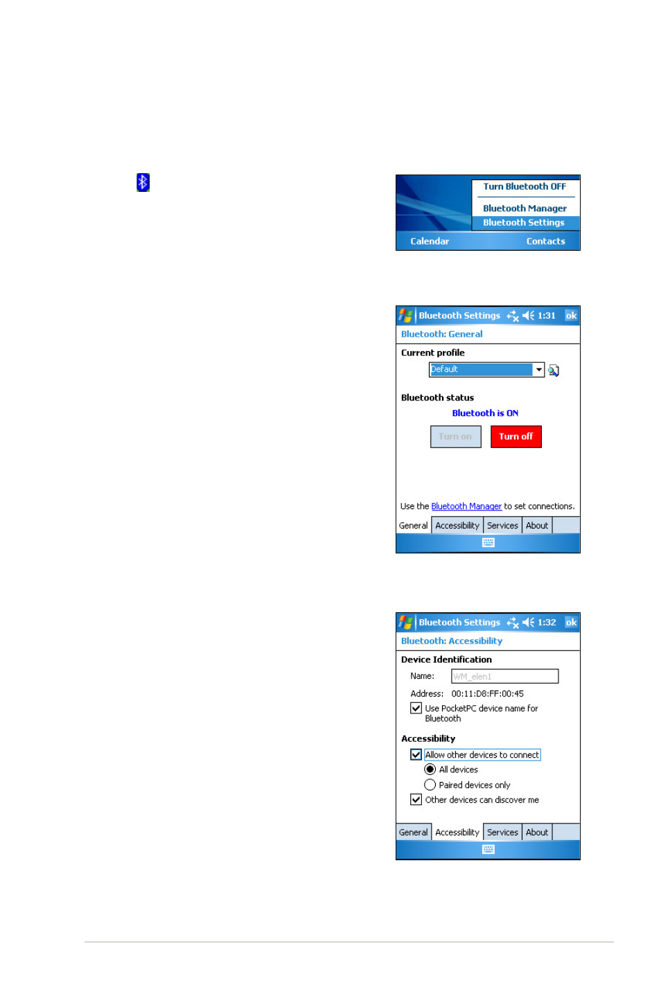 Bluetooth settings | Asus MYPAL A636 User Manual | Page 85 / 104