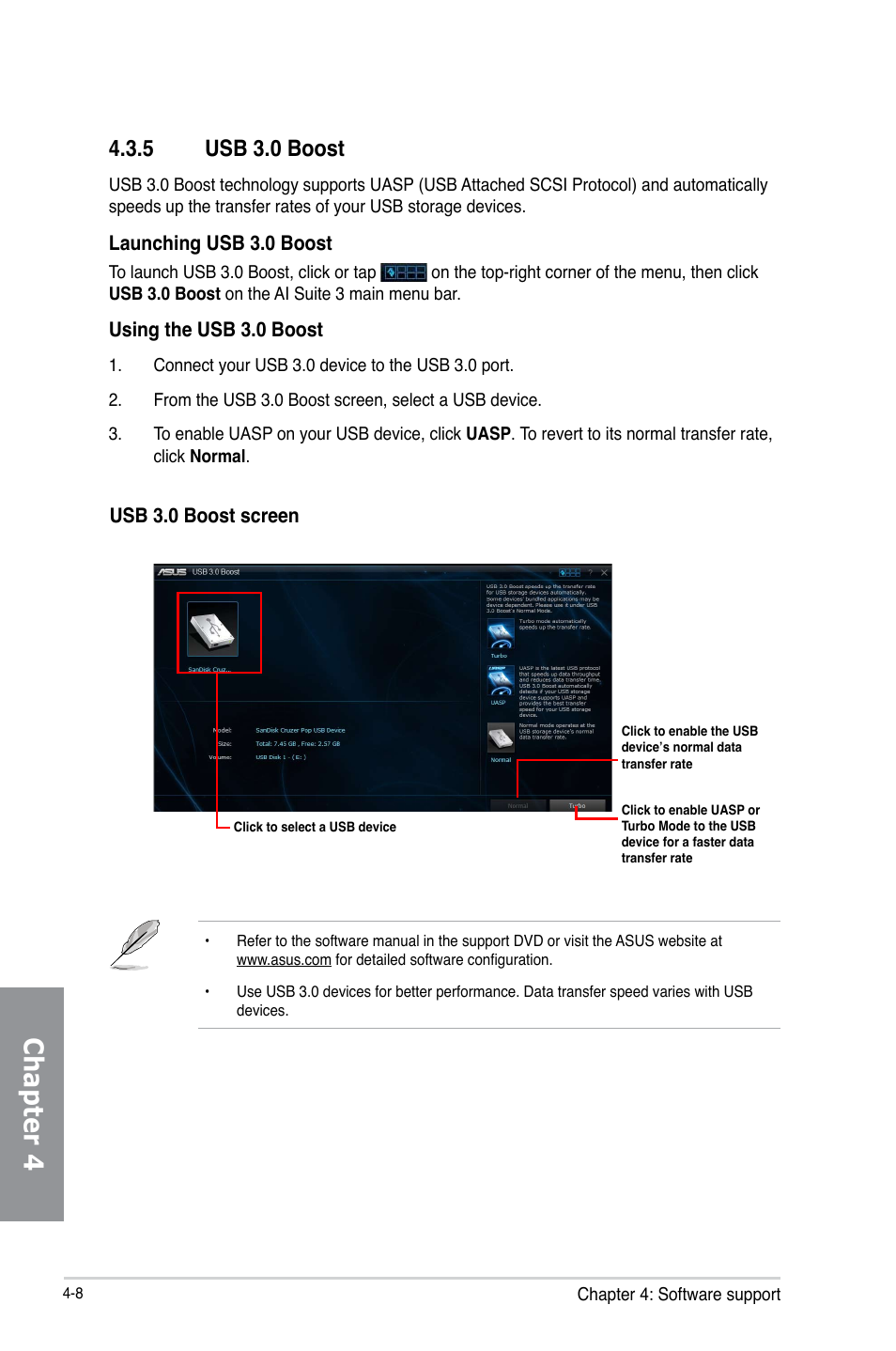 5 usb 3.0 boost, Usb 3.0 boost -8, Chapter 4 | Asus A88X-PRO User Manual | Page 117 / 141