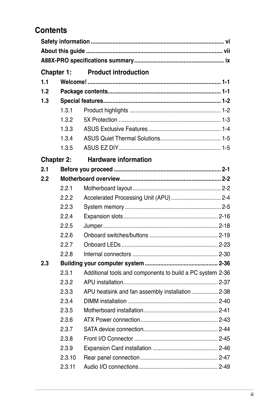 Asus A88X-PRO User Manual | Page 3 / 141