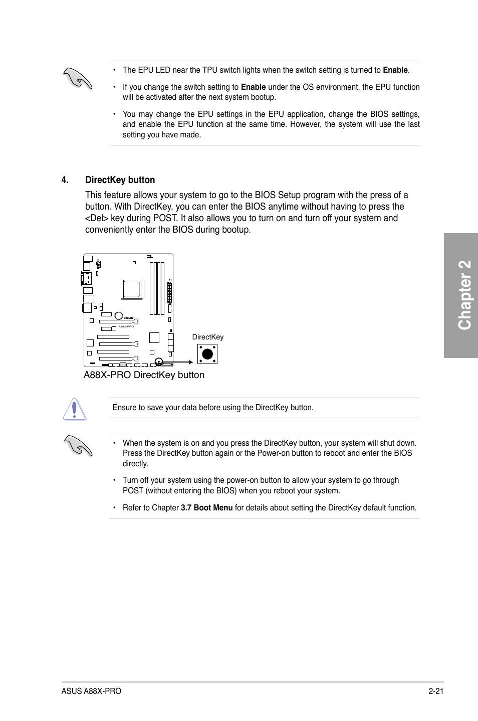 Chapter 2 | Asus A88X-PRO User Manual | Page 41 / 141