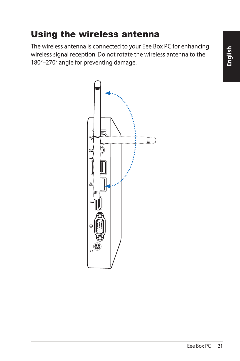 Using the wireless antenna | Asus EB1012 User Manual | Page 21 / 95