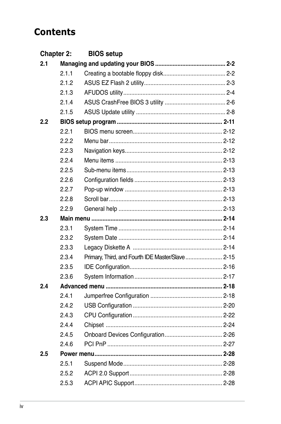 Asus P5KPL-CM User Manual | Page 4 / 88