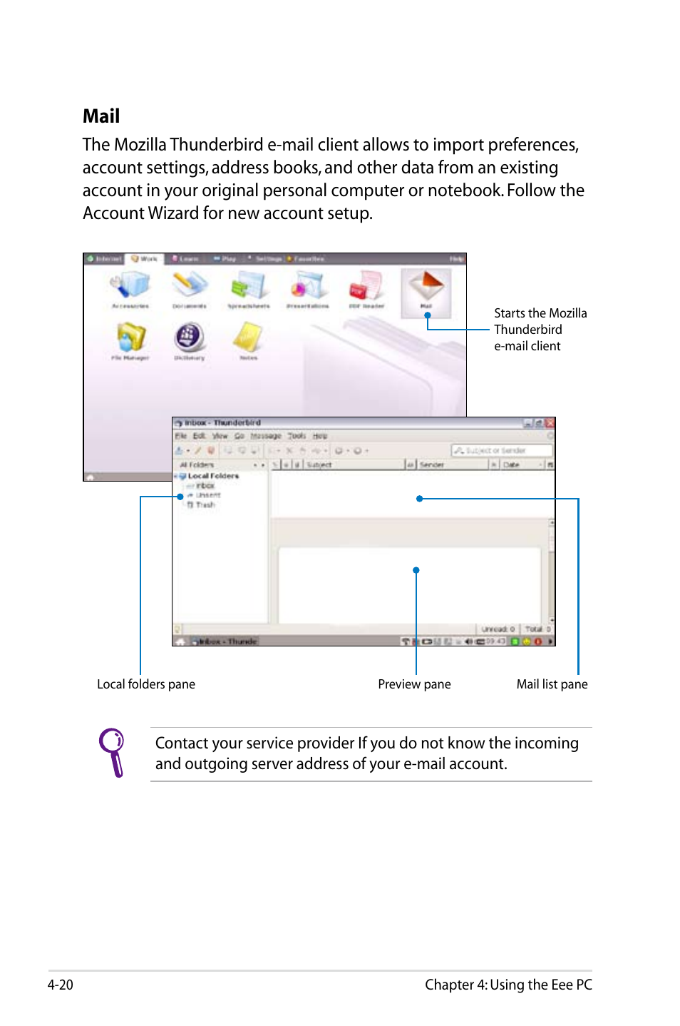 Mail | Asus Eee PC 900/Linux User Manual | Page 56 / 130