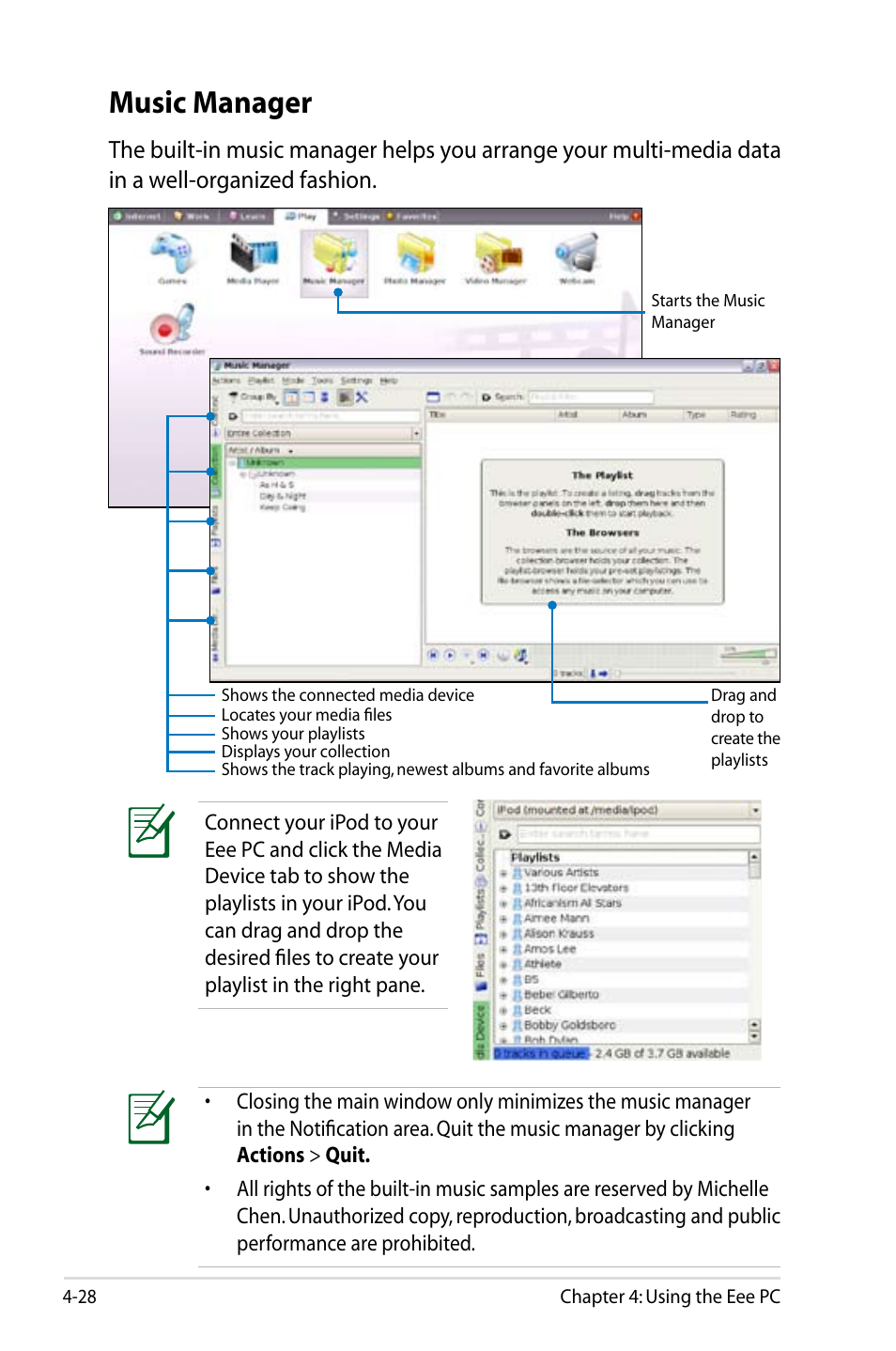 Music manager | Asus Eee PC 900/Linux User Manual | Page 64 / 130