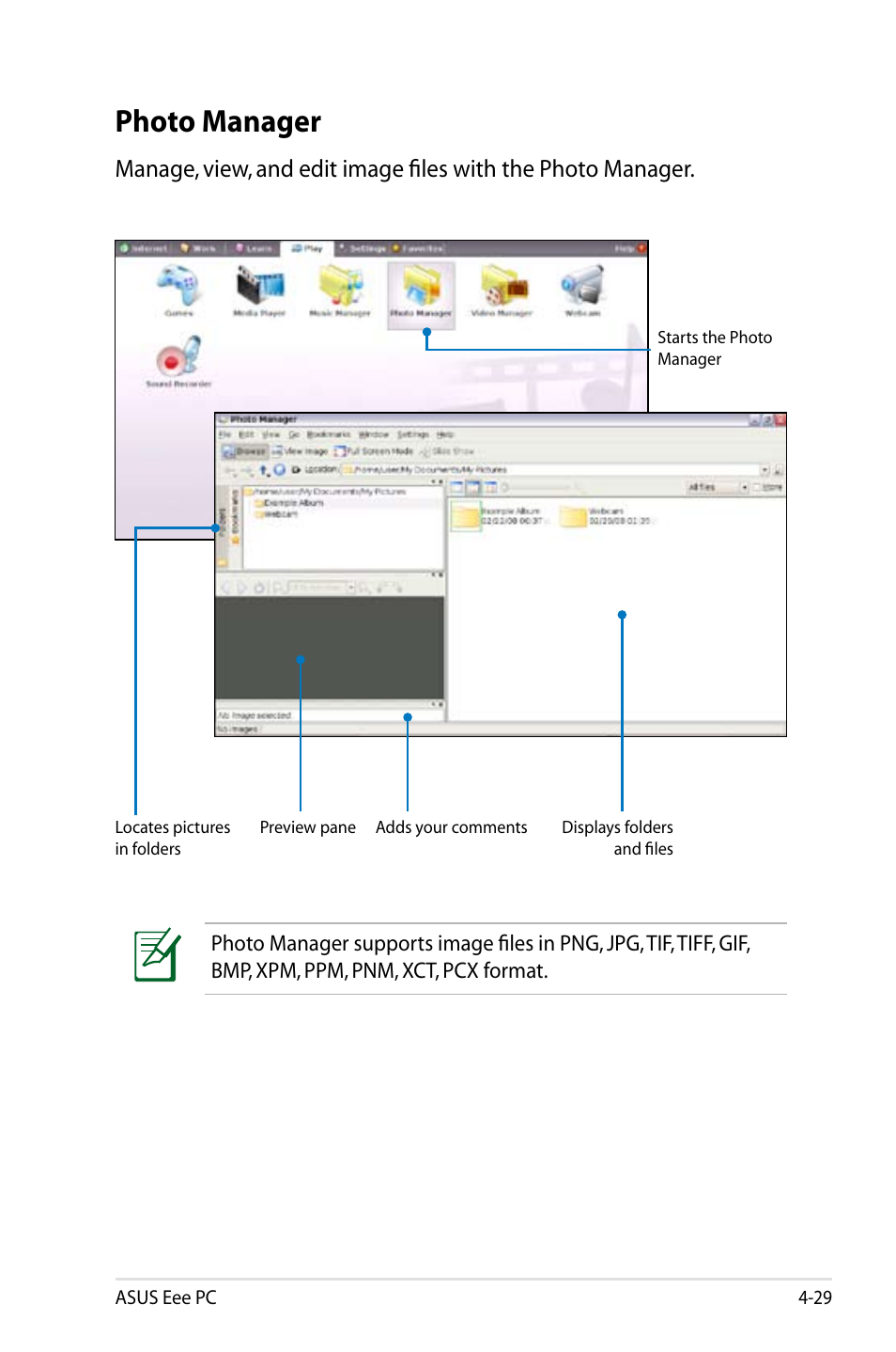 Photo manager | Asus Eee PC 900/Linux User Manual | Page 65 / 130