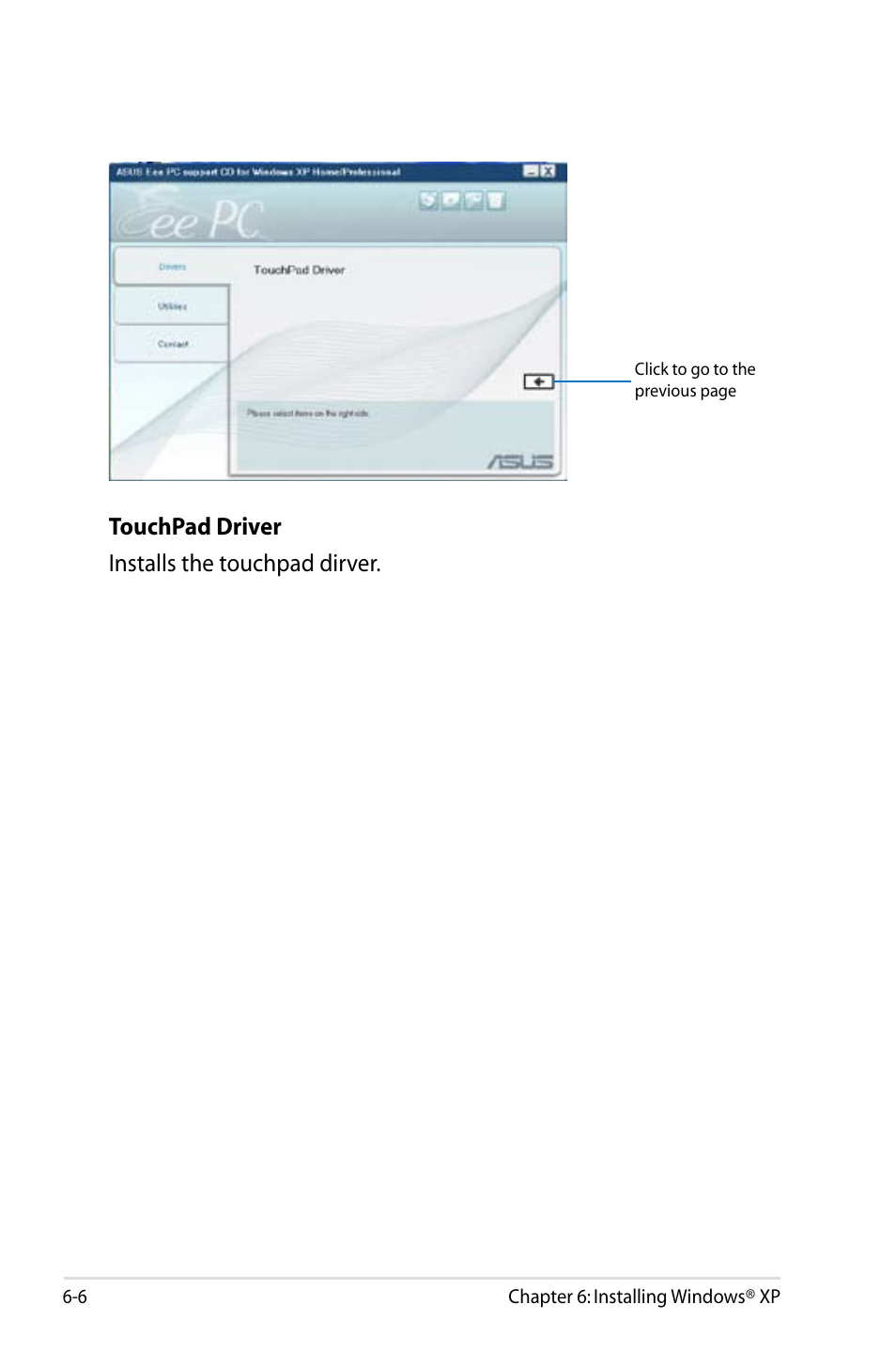 Touchpad driver installs the touchpad dirver | Asus Eee PC 900/Linux User Manual | Page 94 / 130