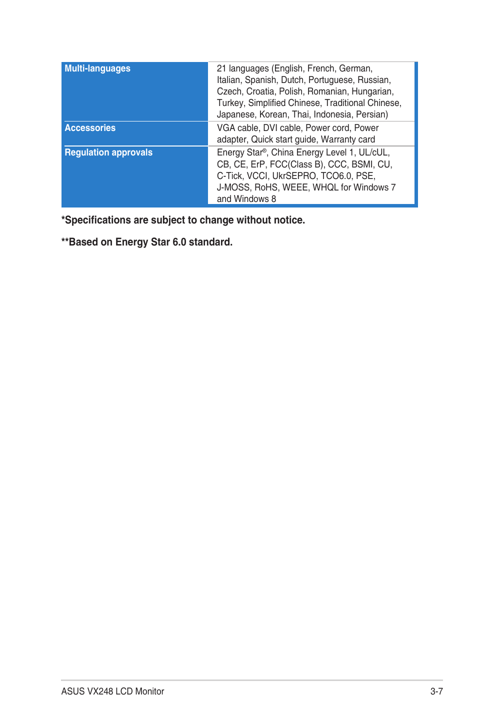 Asus VX248N User Manual | Page 27 / 29