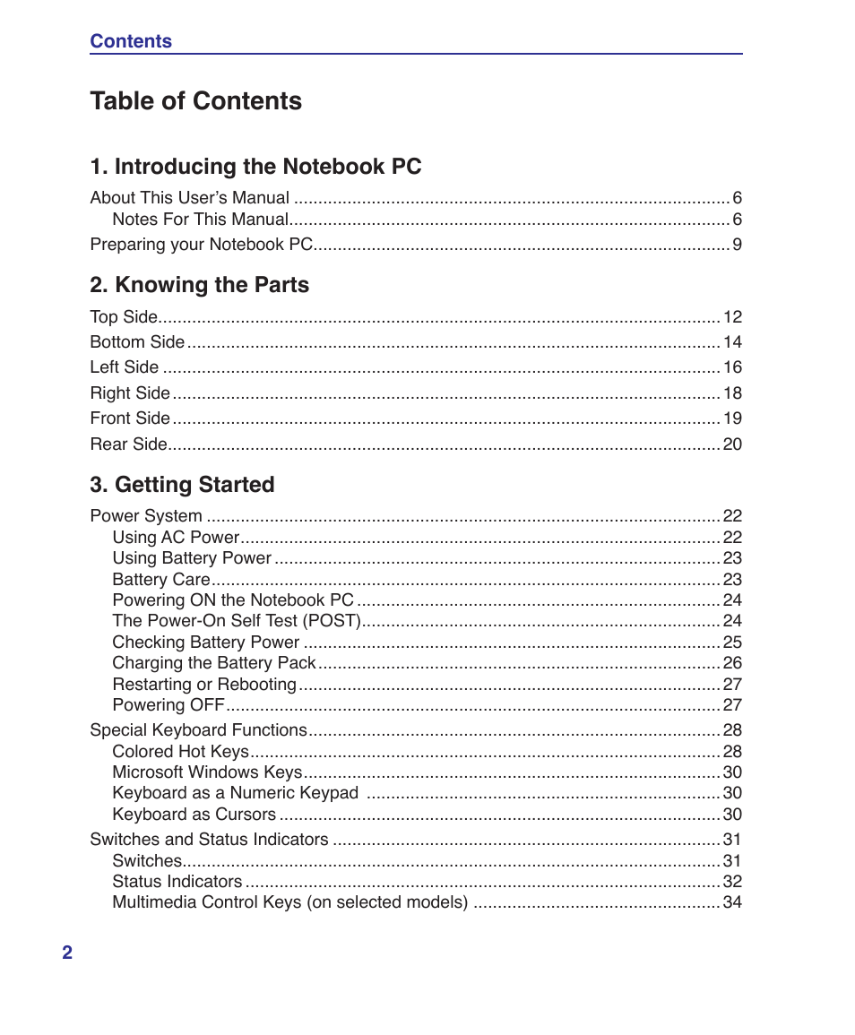 Asus W6Fp User Manual | Page 2 / 85