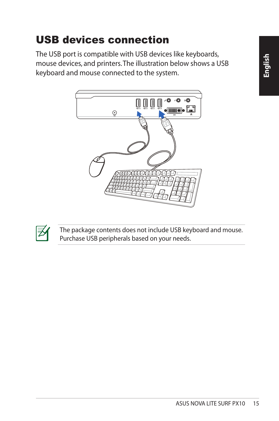 Usb devices connection | Asus NOVALITE SURF PX10 User Manual | Page 15 / 32