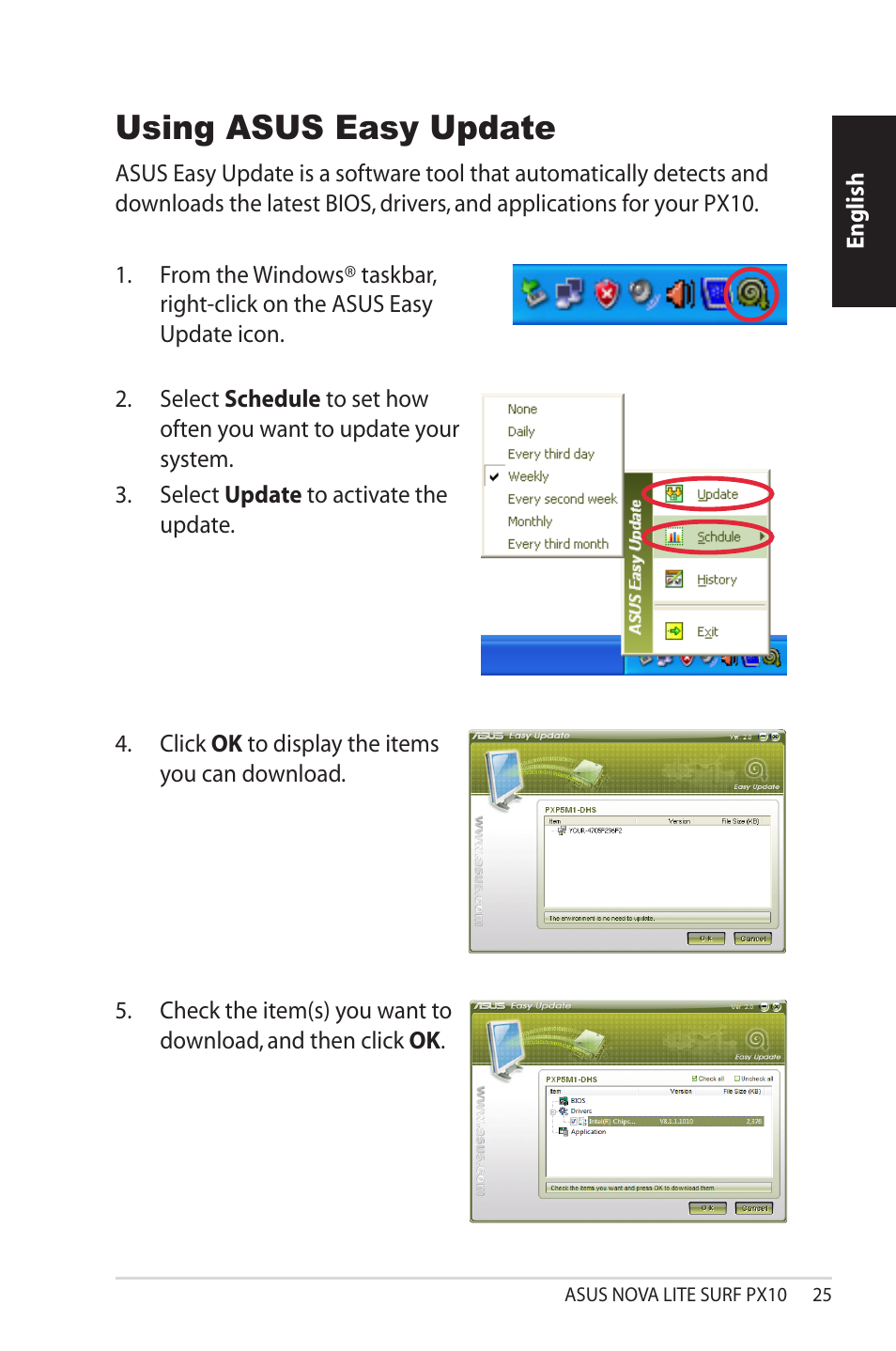 Using asus easy update | Asus NOVALITE SURF PX10 User Manual | Page 25 / 32