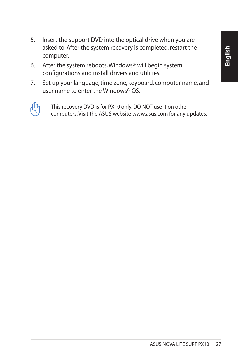 Asus NOVALITE SURF PX10 User Manual | Page 27 / 32