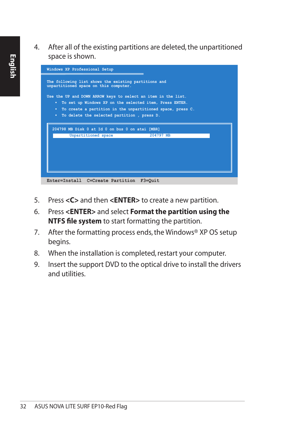 English | Asus NOVALITE SURF PX10 User Manual | Page 32 / 32