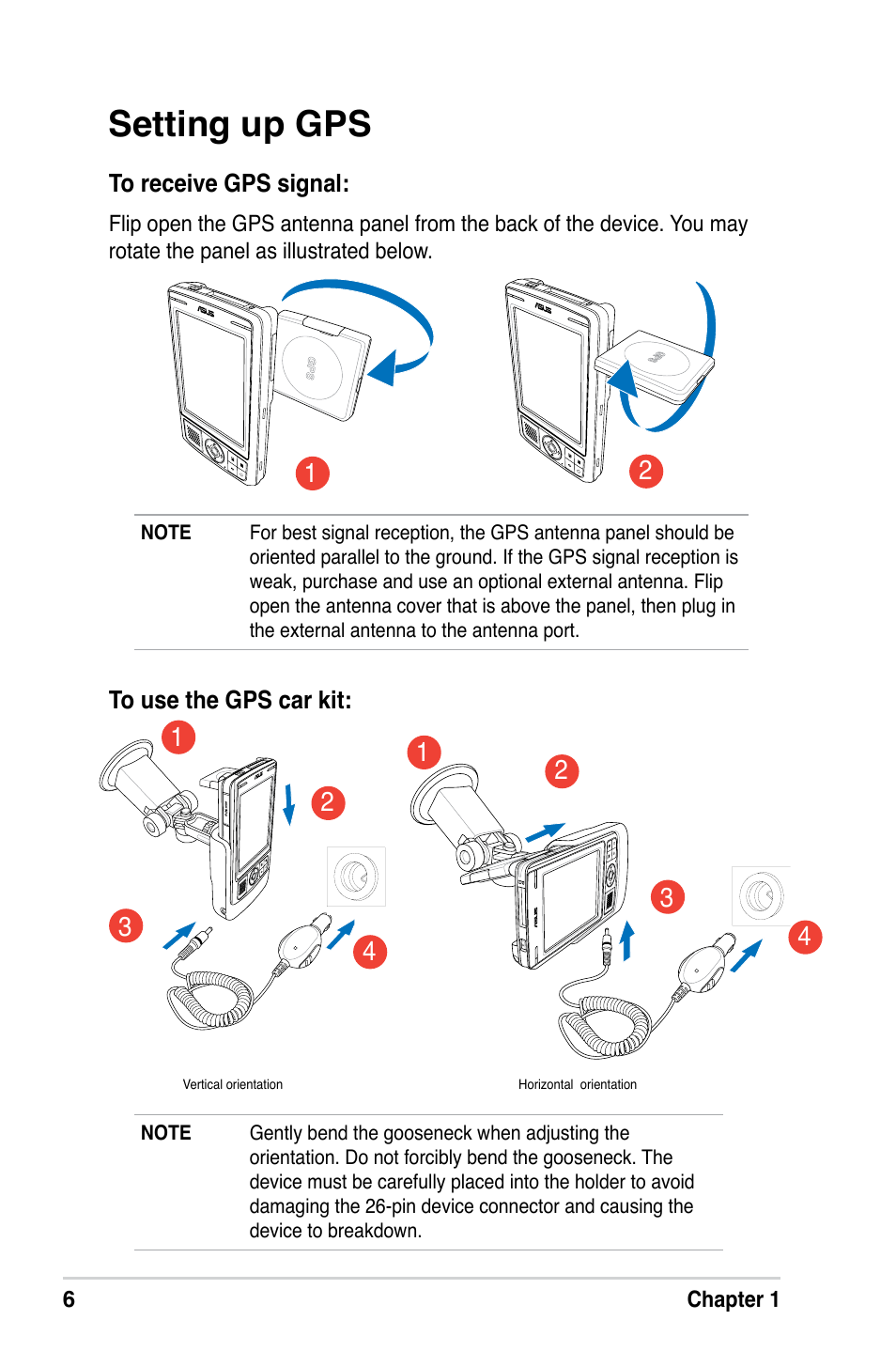 Setting up gps | Asus MyPal A639 User Manual | Page 12 / 106