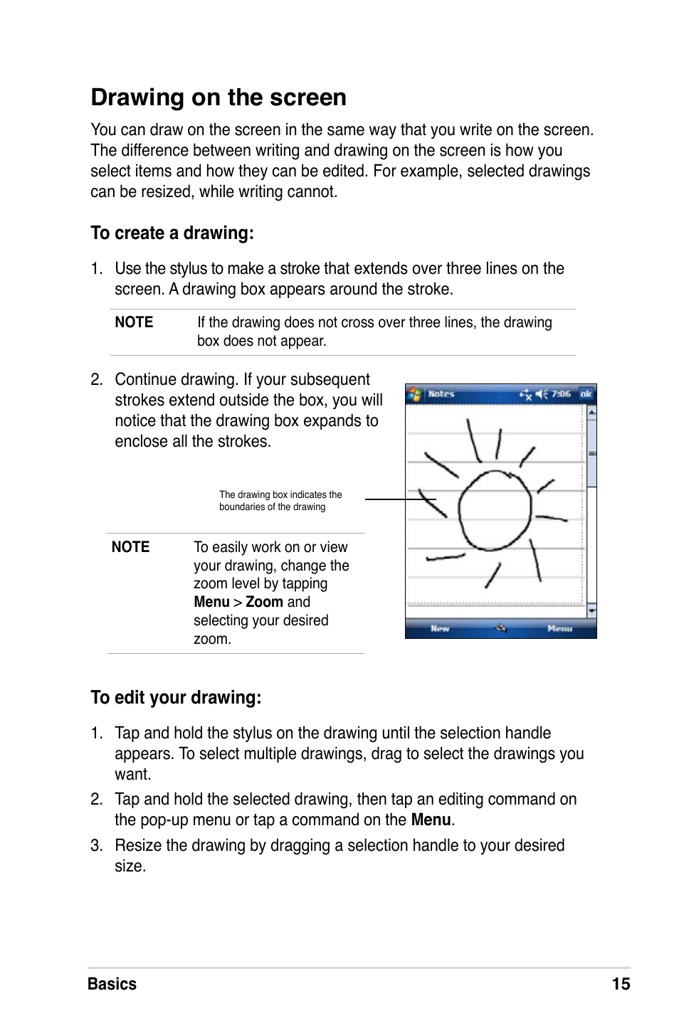 Drawing on the screen | Asus MyPal A639 User Manual | Page 21 / 106