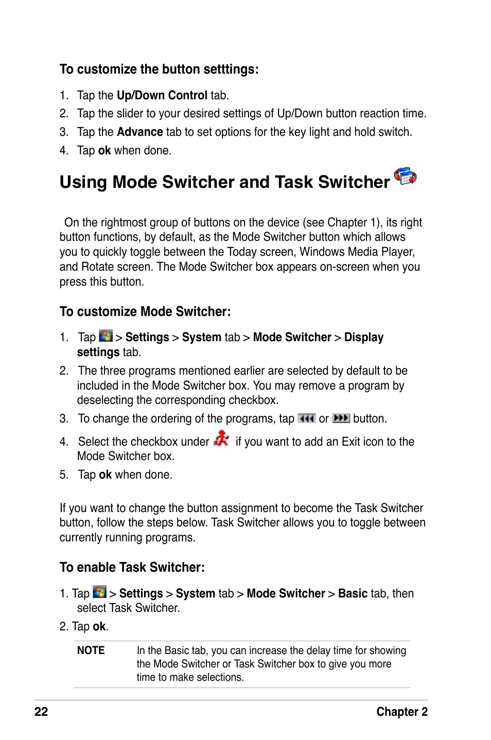 Using mode switcher and task switcher | Asus MyPal A639 User Manual | Page 28 / 106