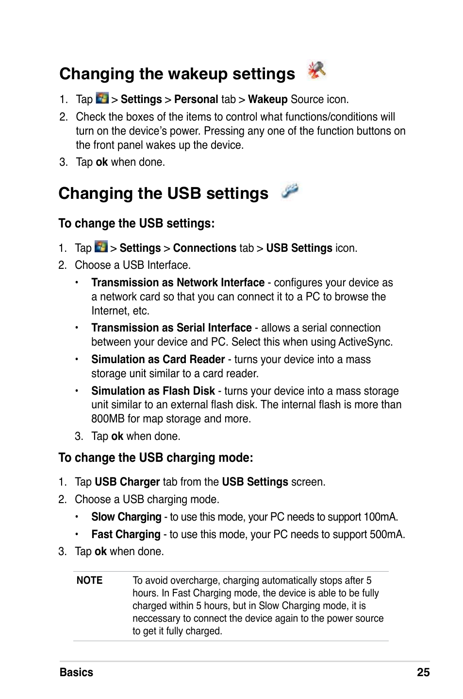 Changing the wakeup settings, Changing the usb settings | Asus MyPal A639 User Manual | Page 31 / 106