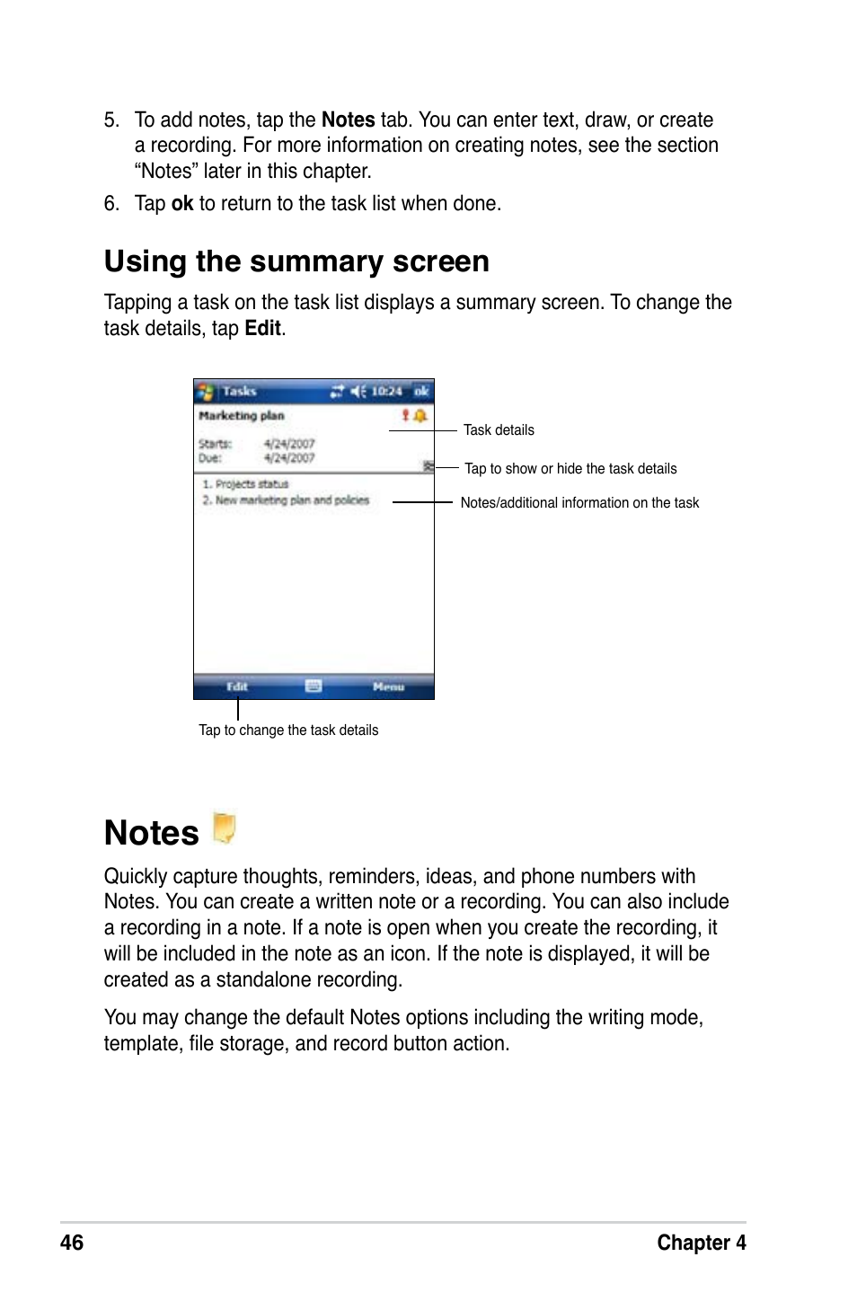 Using the summary screen | Asus MyPal A639 User Manual | Page 52 / 106