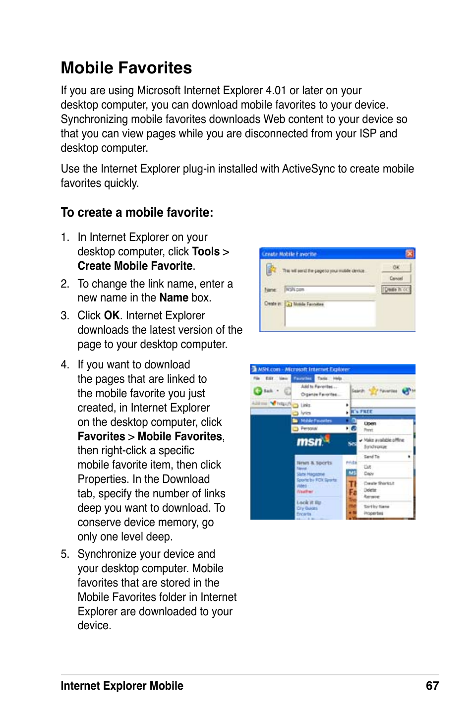 Mobile favorites | Asus MyPal A639 User Manual | Page 73 / 106