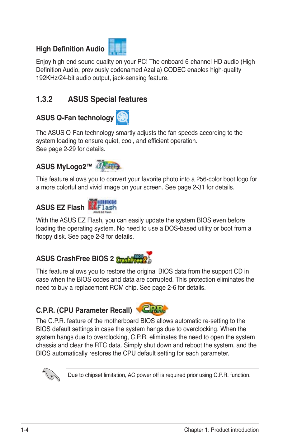 2 asus special features | Asus P5B-MX/WIFI-AP User Manual | Page 16 / 94