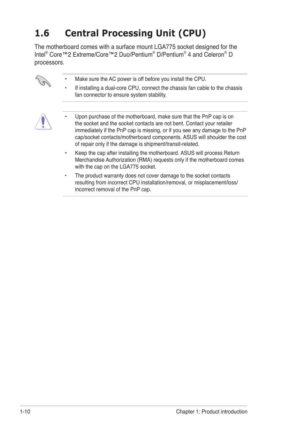 6 central processing unit (cpu) | Asus P5B-MX/WIFI-AP User Manual | Page 22 / 94