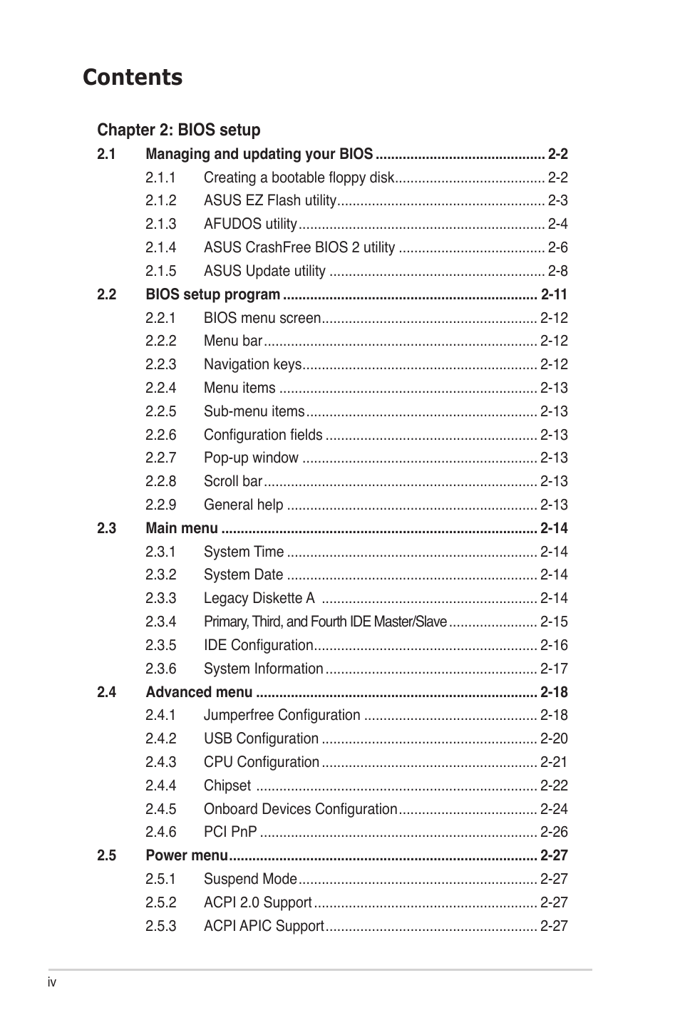 Asus P5B-MX/WIFI-AP User Manual | Page 4 / 94