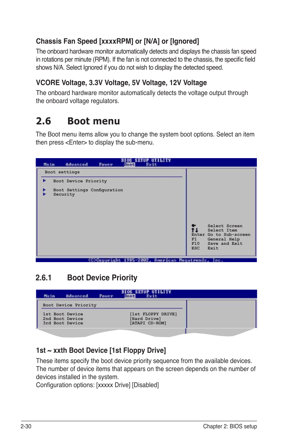 6 boot menu, 1 boot device priority, 1st ~ xxth boot device [1st floppy drive | Asus P5B-MX/WIFI-AP User Manual | Page 80 / 94