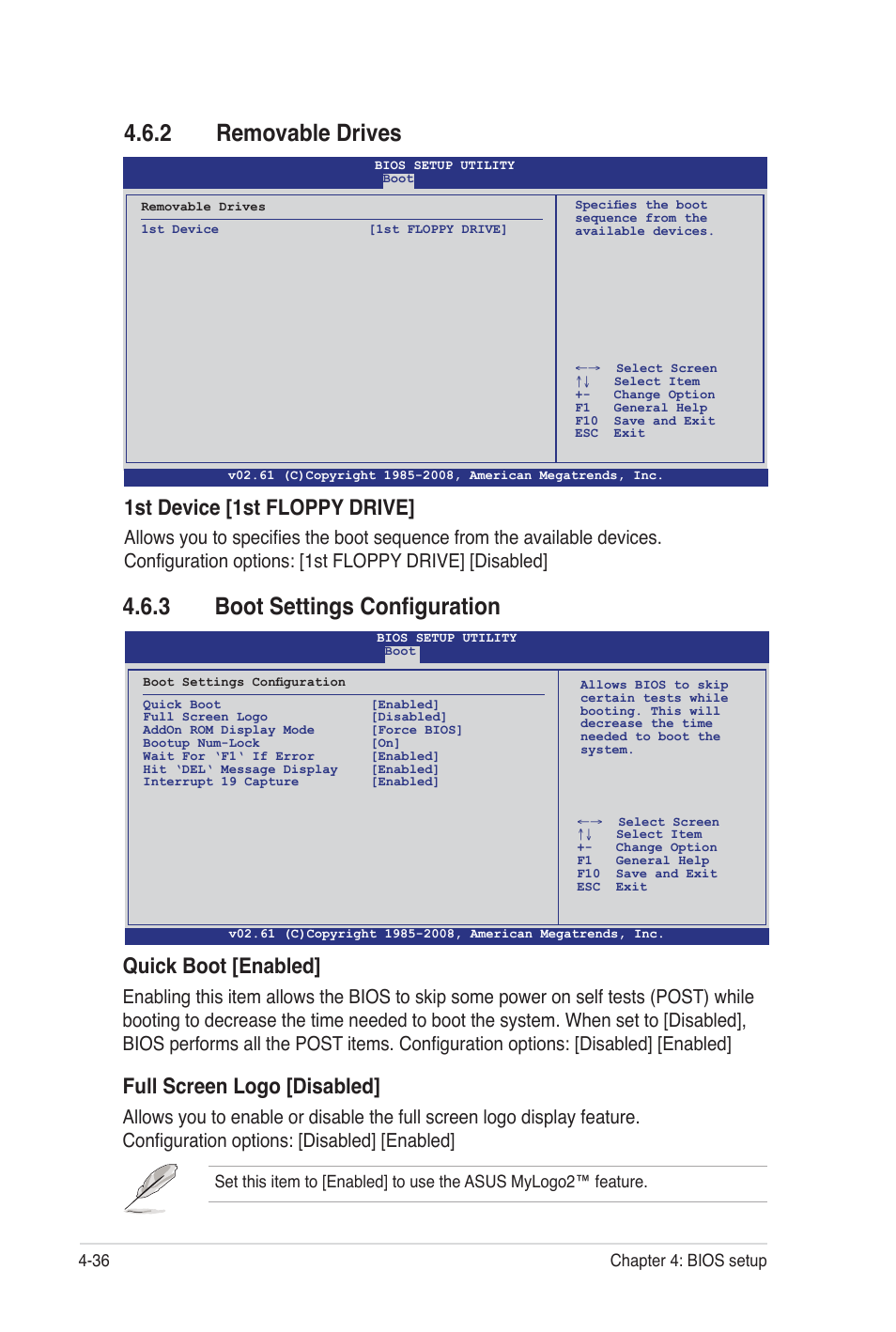 2 removable drives, 3 boot settings configuration, 1st device [1st floppy drive | Quick boot [enabled, Full screen logo [disabled | Asus Z8PE-D12 User Manual | Page 102 / 170