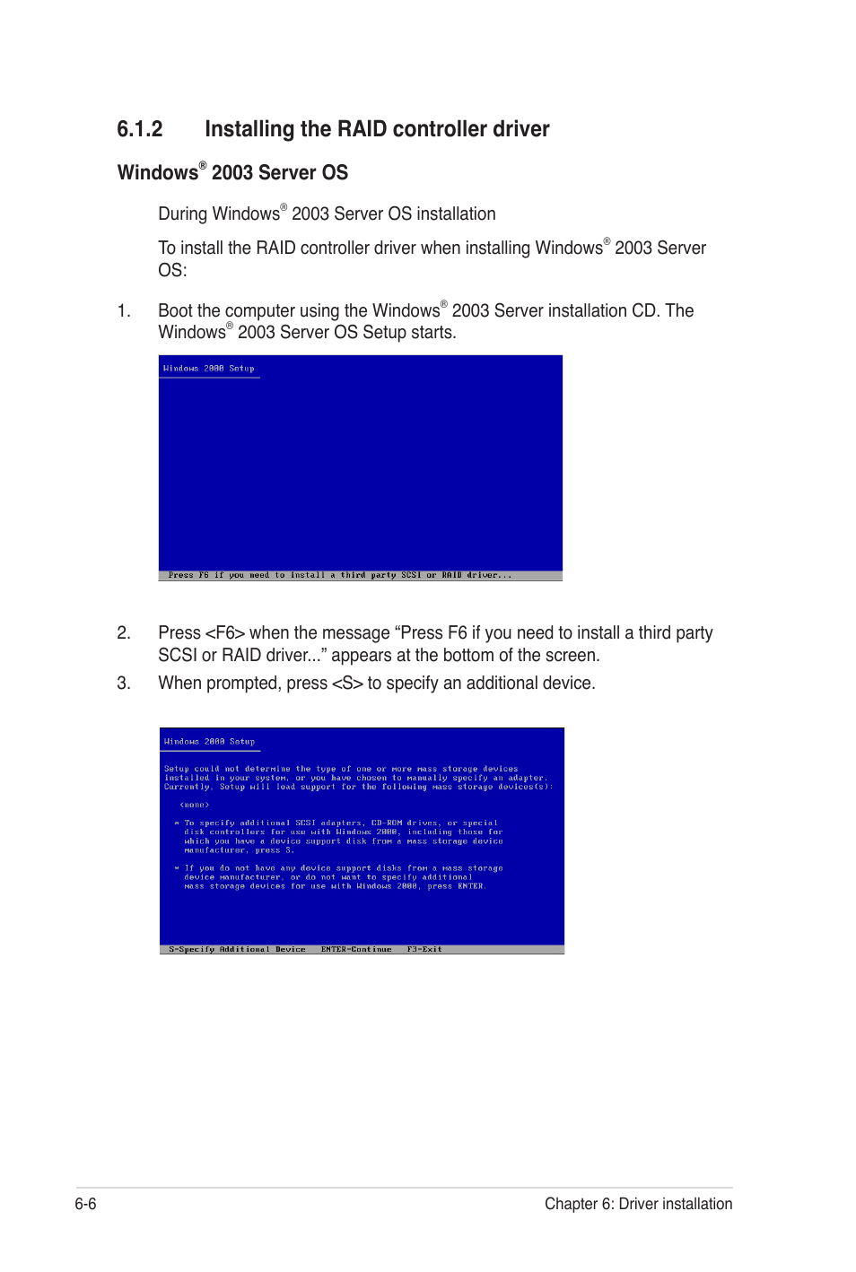 2 installing the raid controller driver, Windows, 2003 server os | Asus Z8PE-D12 User Manual | Page 146 / 170