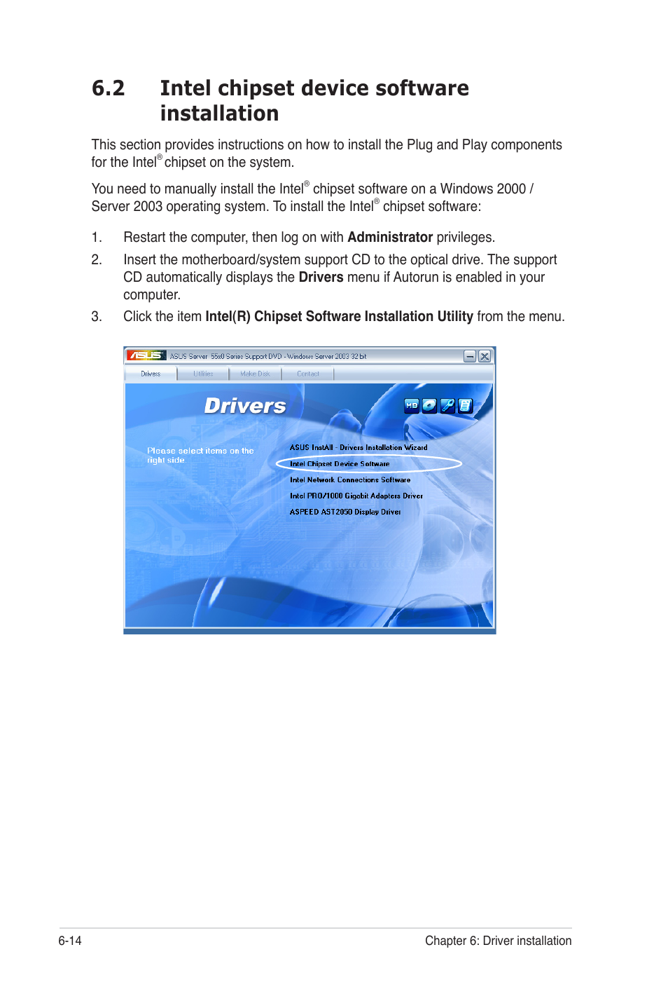 2 intel chipset device software installation | Asus Z8PE-D12 User Manual | Page 154 / 170
