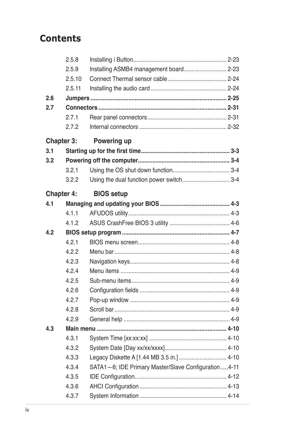 Asus Z8PE-D12 User Manual | Page 4 / 170